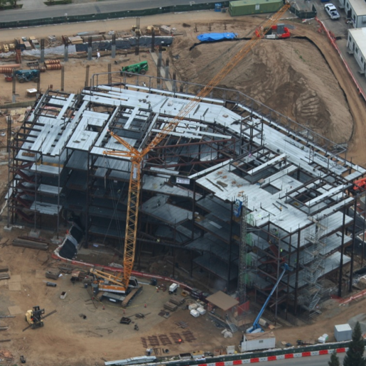 arial photo of the current production of the new court house